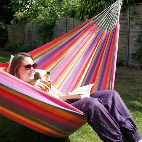 Beautiful traditional hammocks: woven from natural cotton. Strong and hard-wearing yet comfortable and soft to lie in. Perfect as a garden or an indoor hammock.