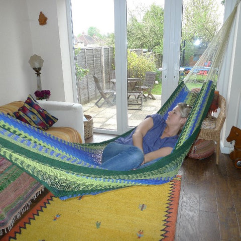 Hand-made Mexican String Hammocks. Elegant, luxurious, extremely strong hammocks:great for indoors or in the garden.