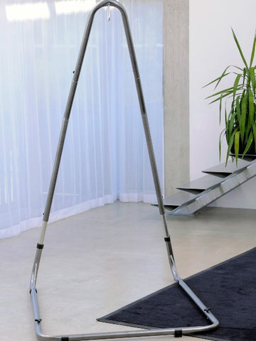 A free-standing frame for hanging hammock chairs. Adjustable in height, it is suitable for use indoors and out with most hanging type chairs. Easy to assemble.