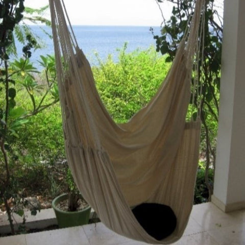 These beautiful hammock chairs are extremely comfortable to relax in and with the our free, matching footrests, you can really stretch out. They hang from one point.